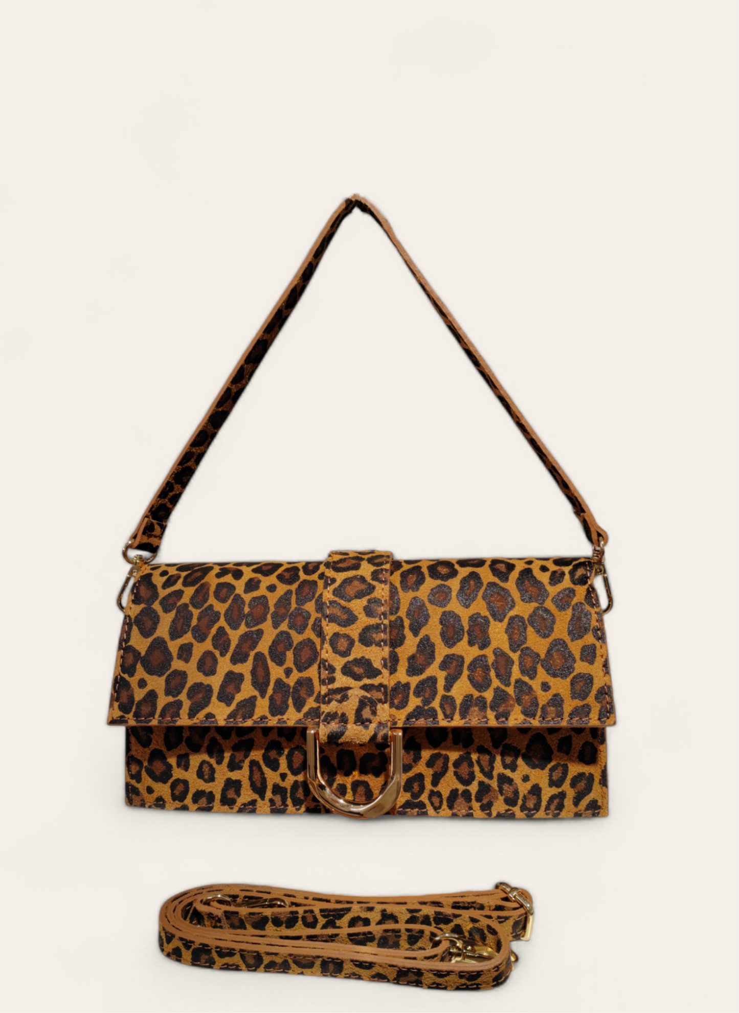 LEOPARD BAG CAMEL 100% LEATHER