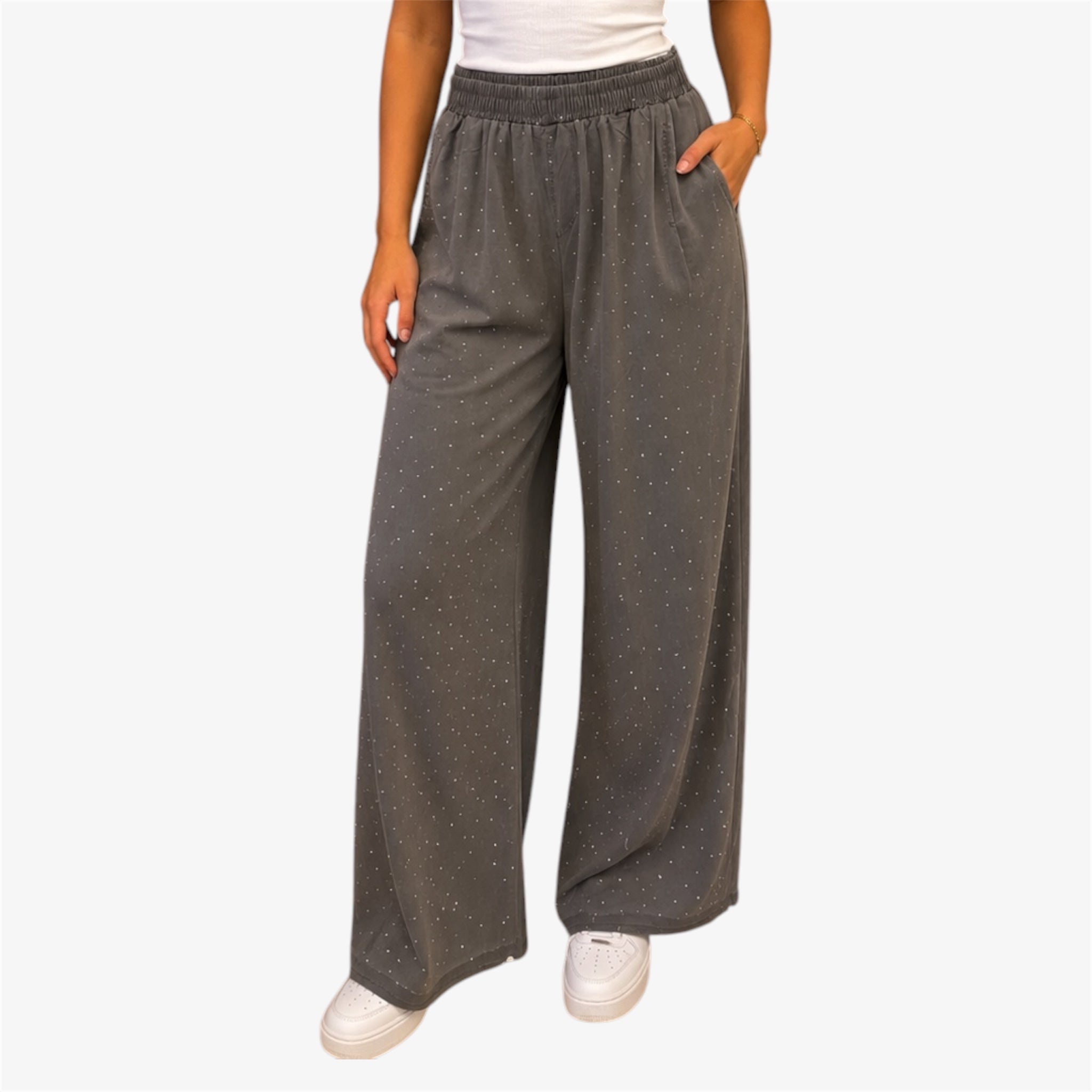 Pantalon met steentjes grijs