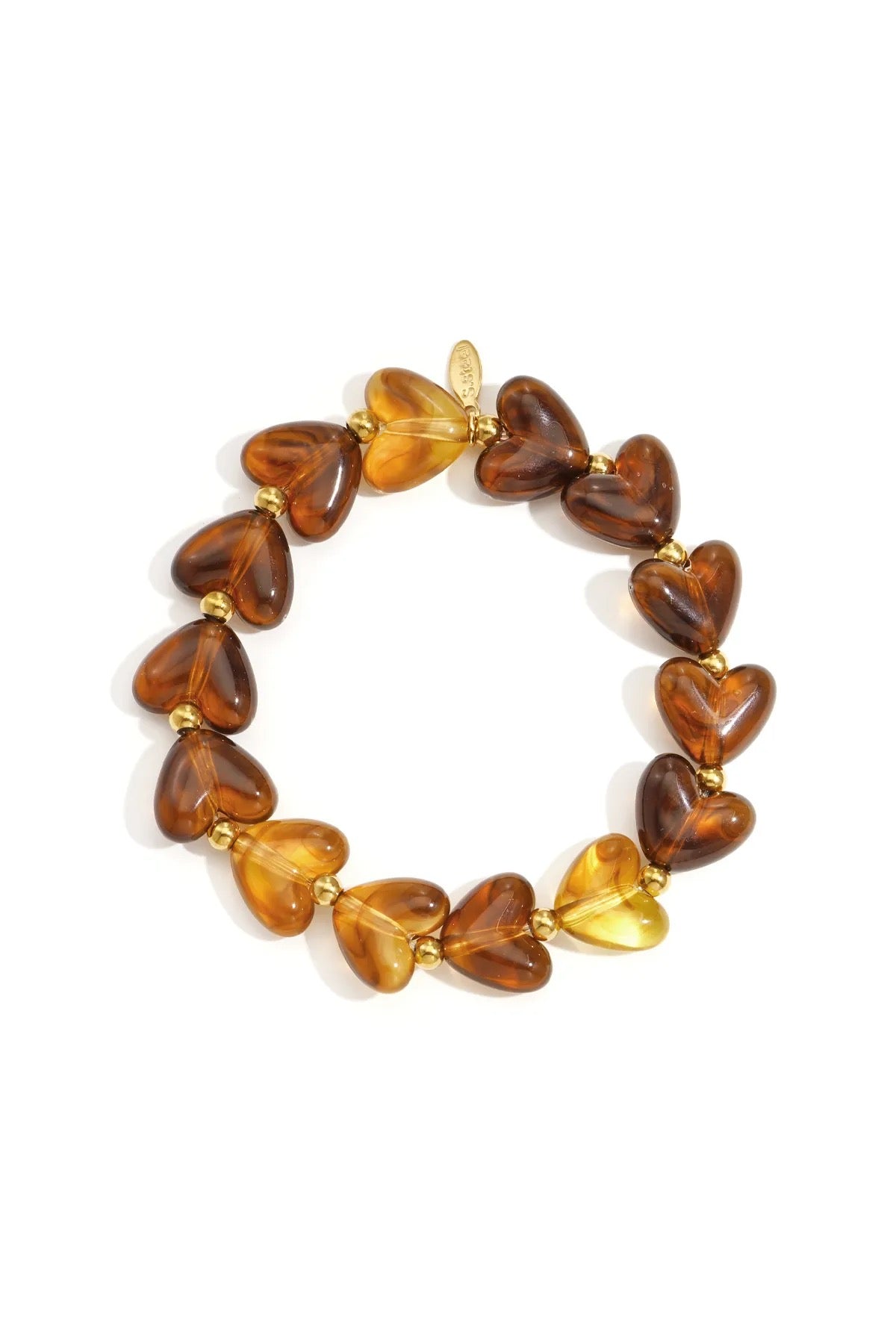 Hartjes kralenarmband koffiebruin