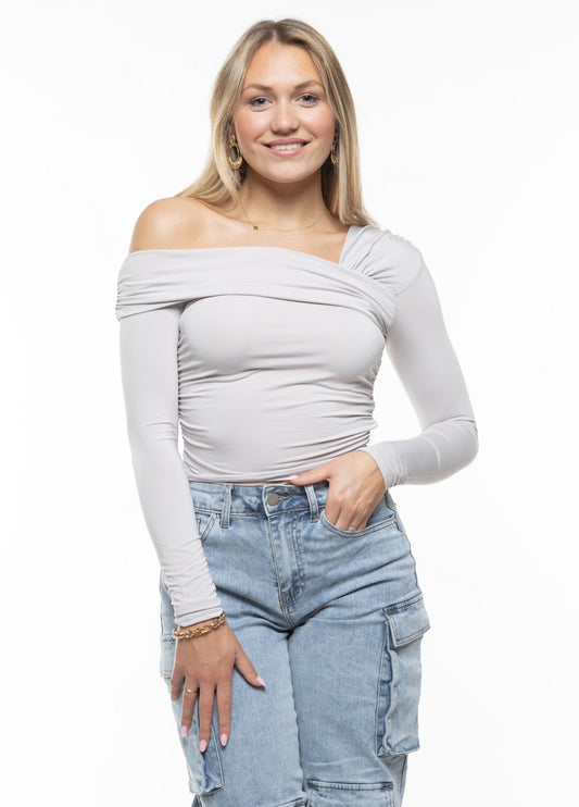 OFF SHOULDER TOP GREY