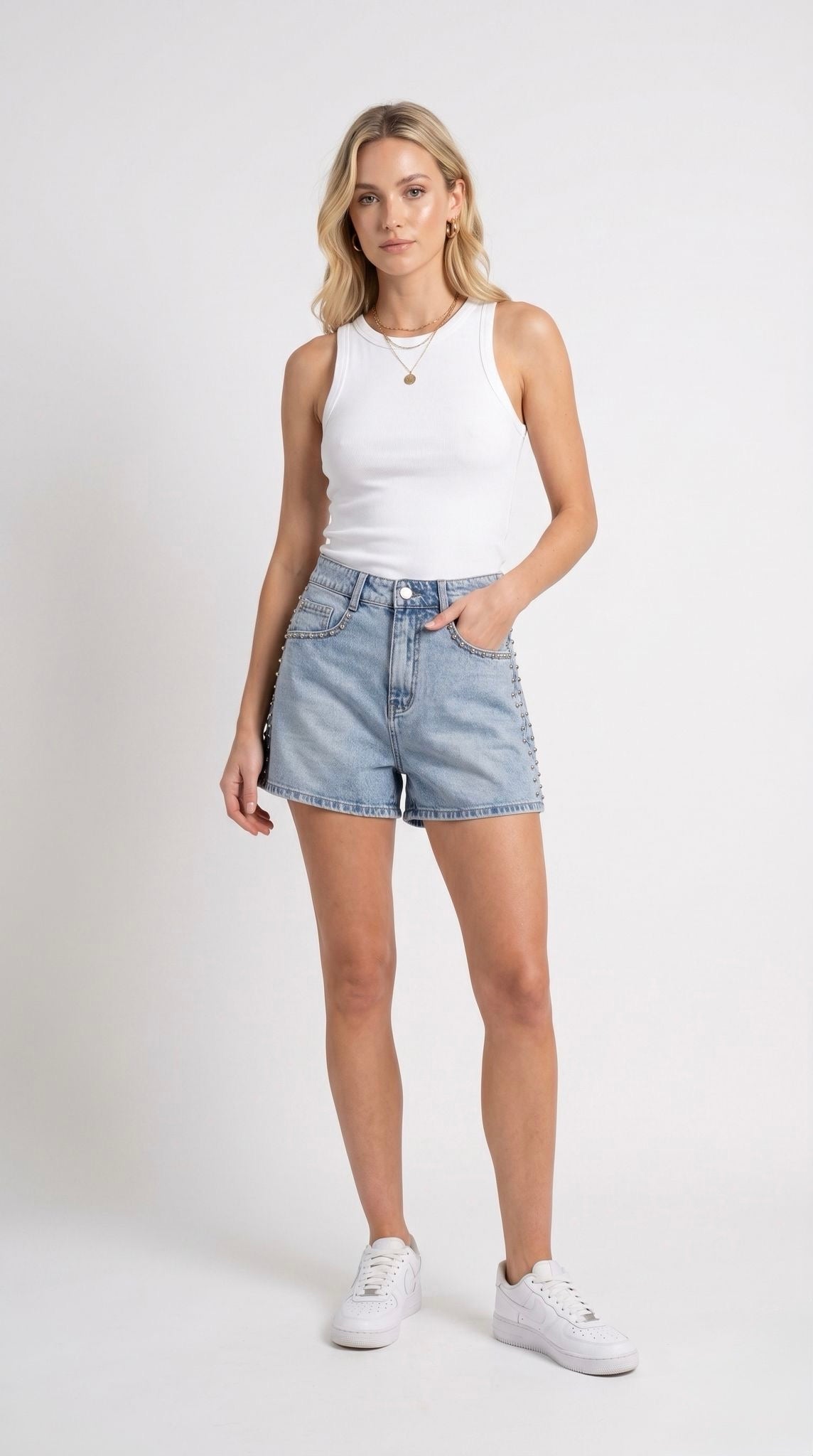 Short blauw met studs