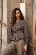 Blouse Judith geruit bruin