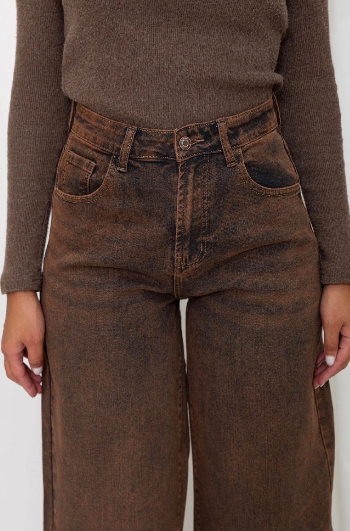 Miss Bon - Balloon Jeans roest met stretch