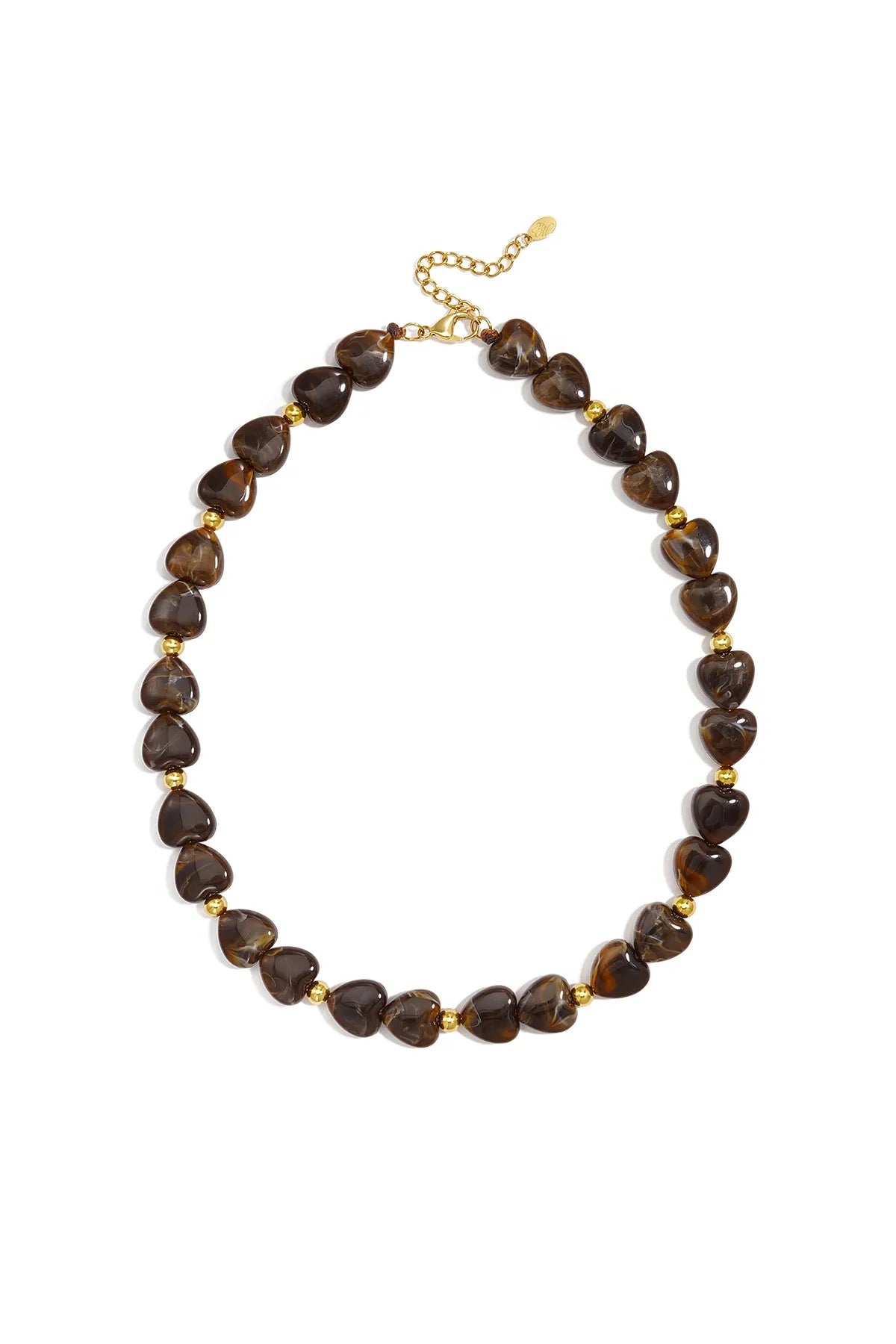 Hartjes kralenketting donkerbruin