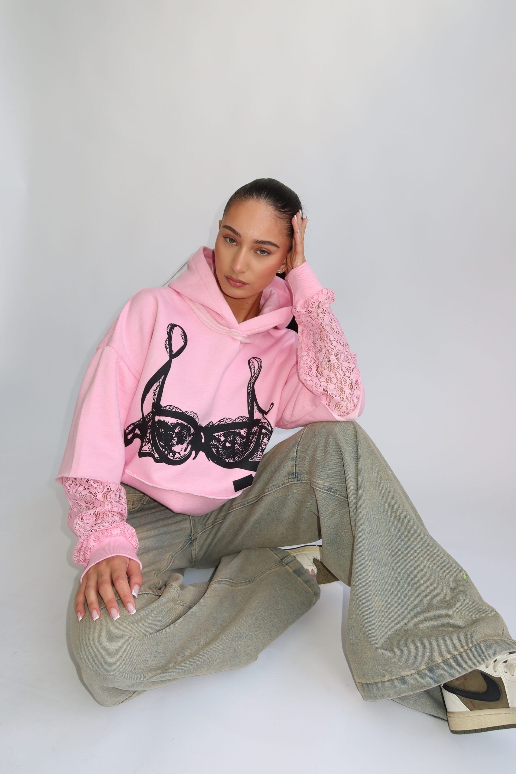 Priority - Lace hoodie roze