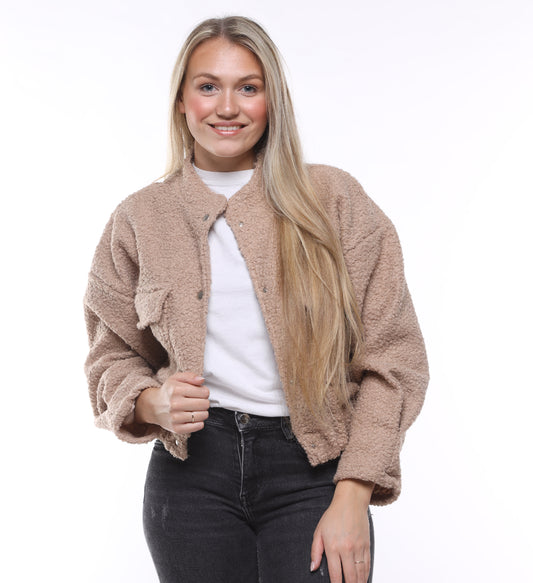 CROPPED TEDDY JACKET BEIGE