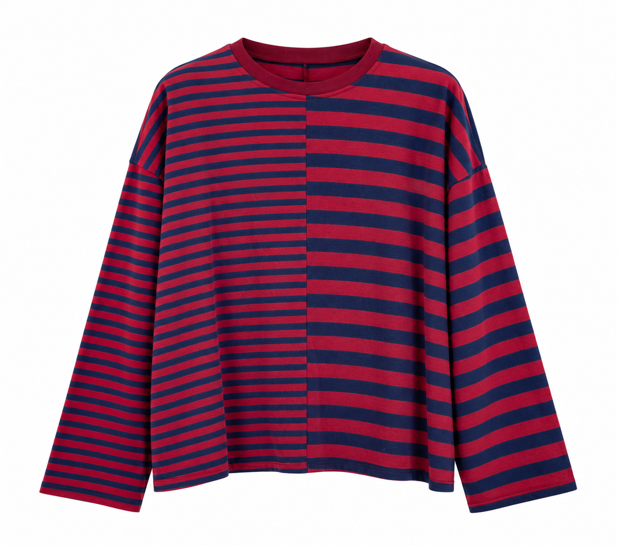 Longsleeve gestreept rood blauw