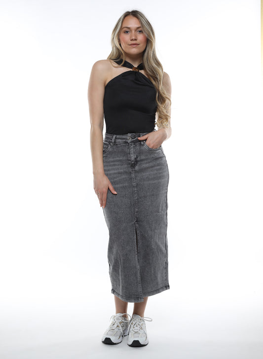 GOODIES - LONG SPLIT SKIRT GREY