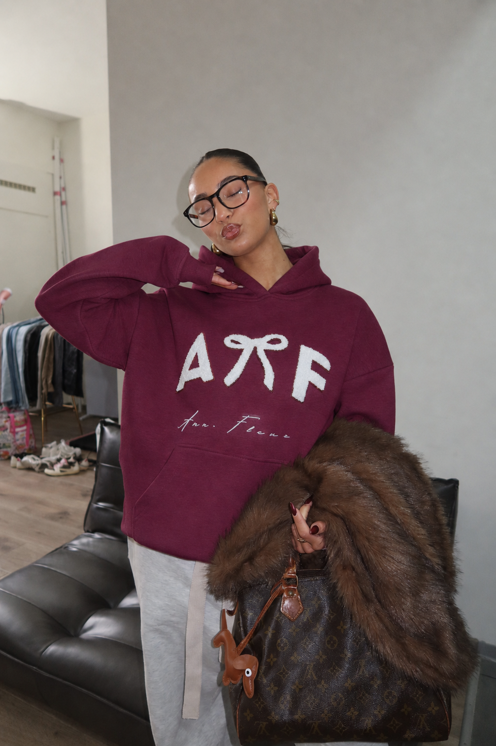 Priority - A & F hoodie bordeaux