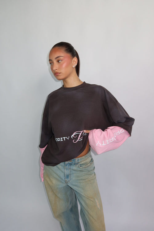 PRIORITY - PRINTS LONGSLEEVE GRIJS/ROZE PRE ORDER
