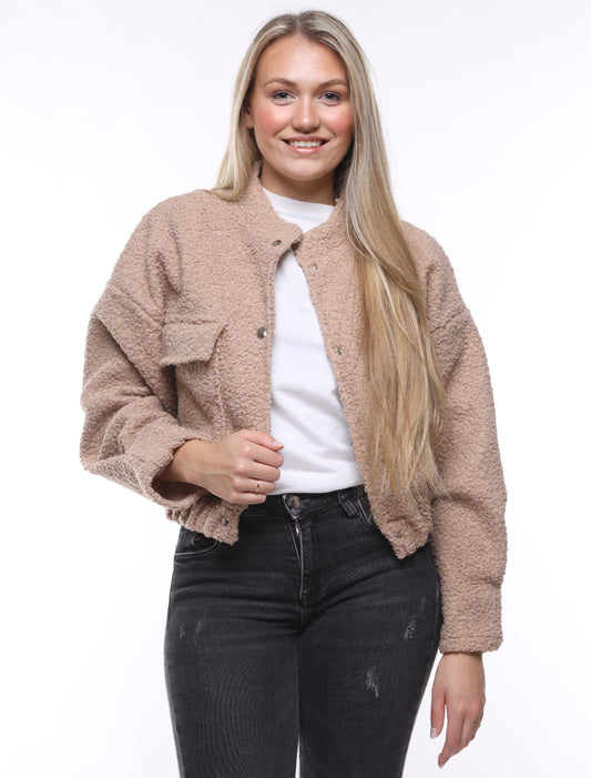 CROPPED TEDDY JACKET BEIGE