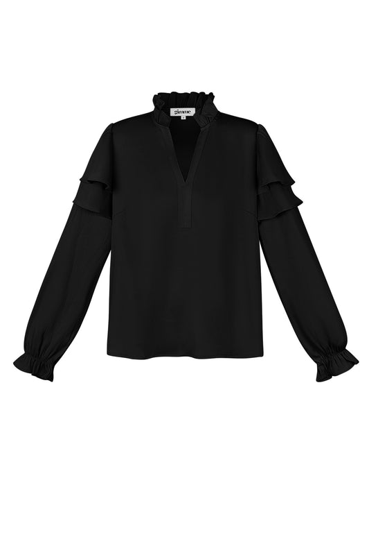 Ruffle blouse zwart