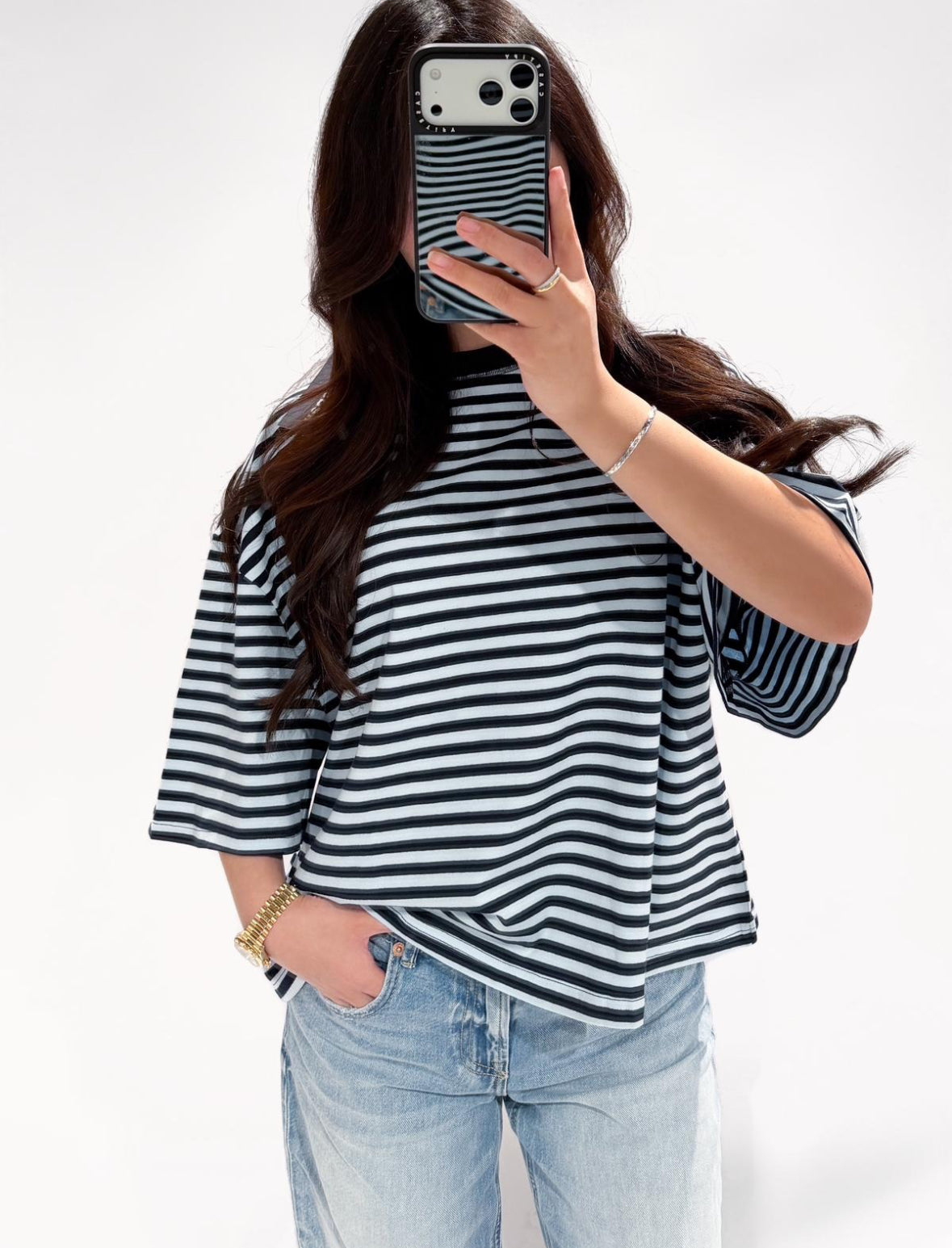 Gestreepte t-shirt blauw