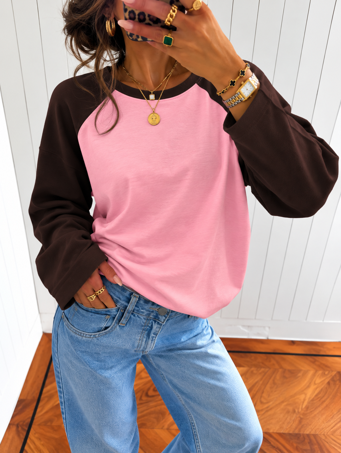 Basic longsleeve roze bruin