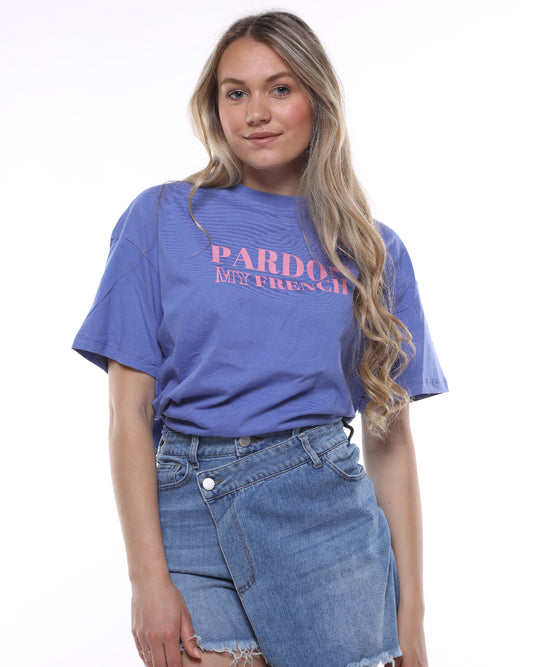 PARDON MY FRENCH T-SHIRT BLAUW