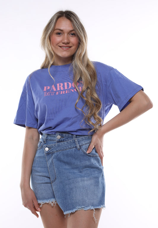 PARDON MY FRENCH T-SHIRT BLAUW