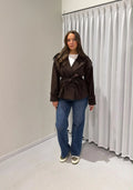 Sage belted jacket brown
