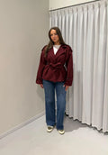 Sage belted jacket burgundy