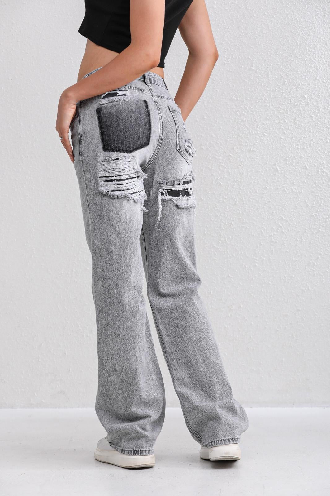 RIPPED OFF JEANS GREY