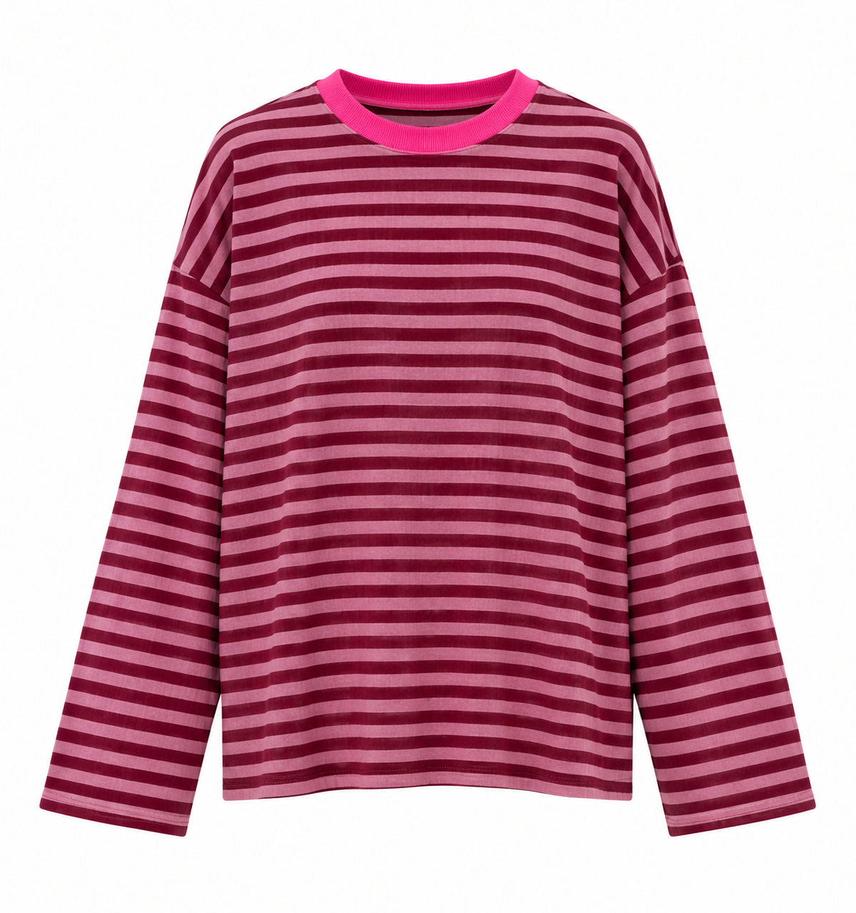 Longsleeve gestreept bordeaux roze
