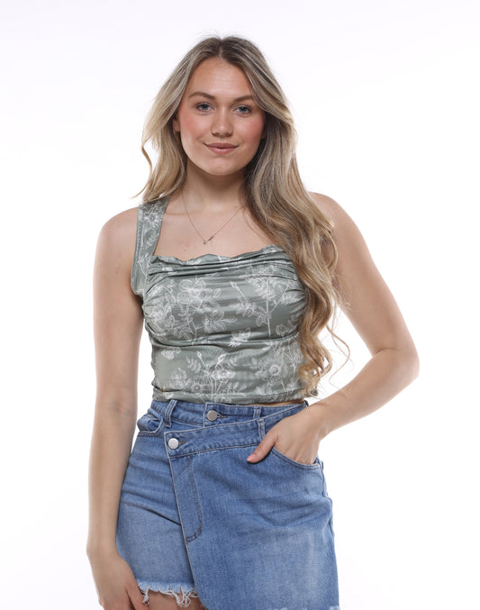 CROPTOP FLOWERS GREEN