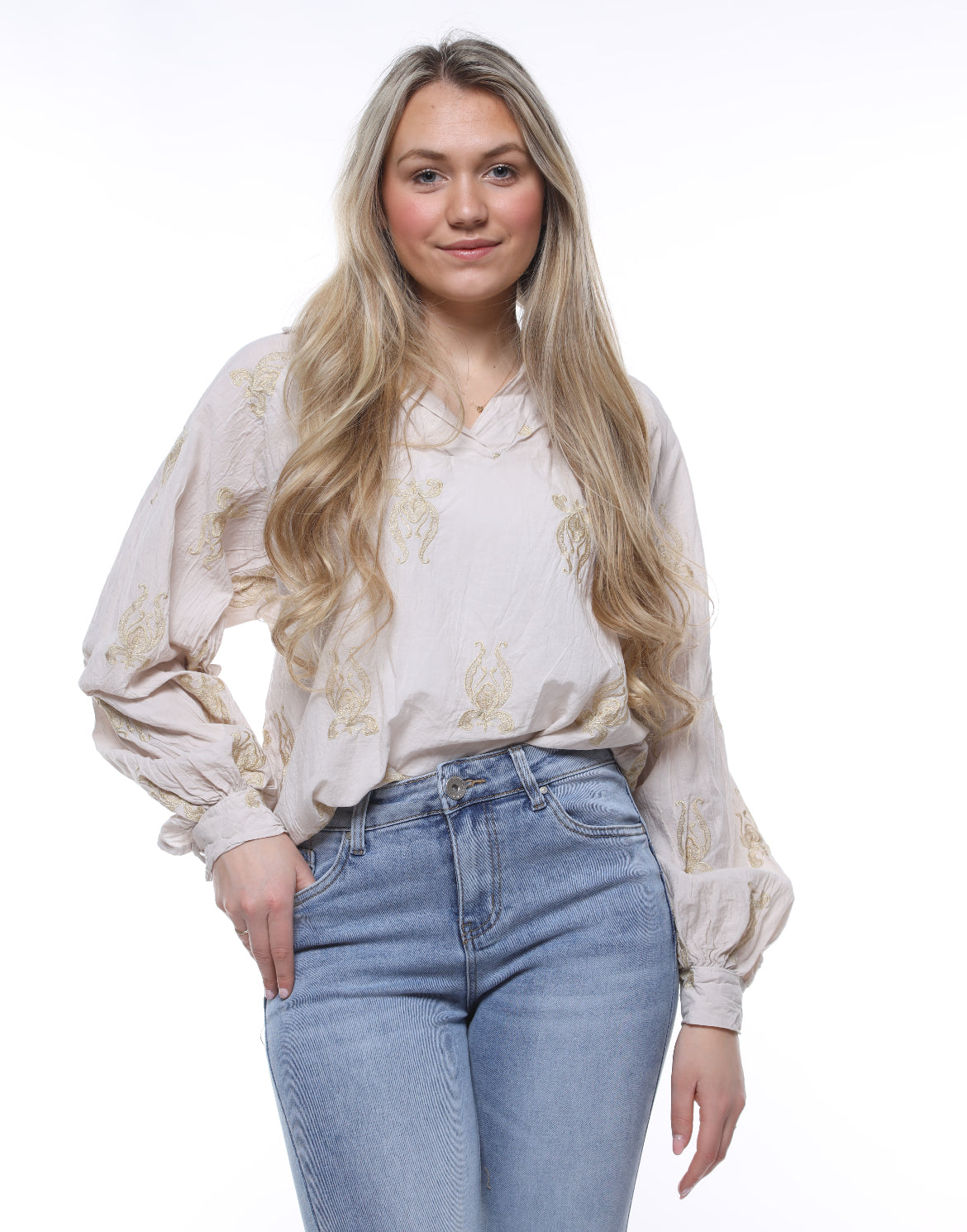 KATOENEN BLOUSE BEIGE