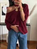Off schoulder knit bordeaux