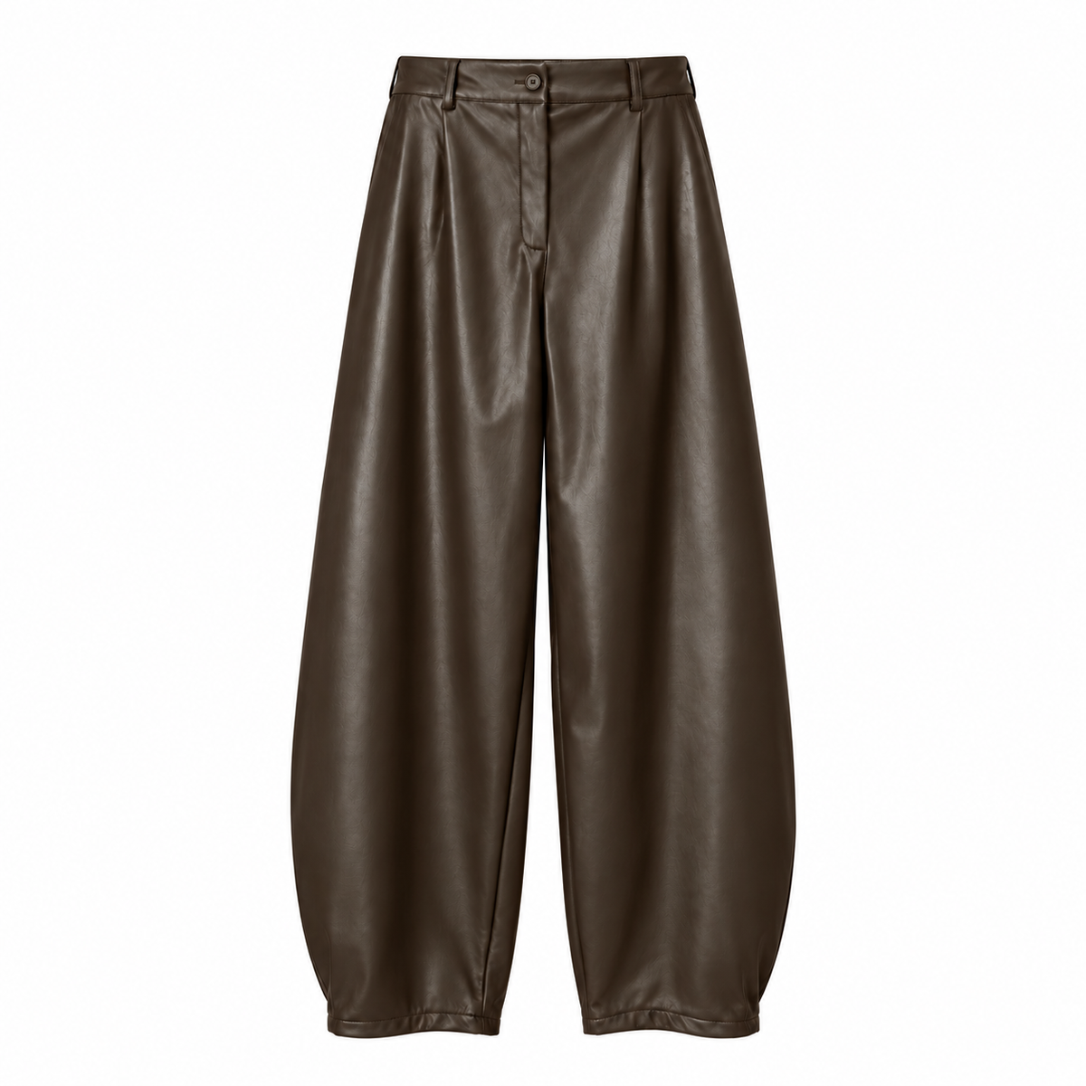 Balloon broek pu leather choco