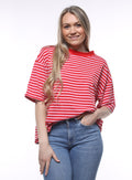 Gestreepte t-shirt roze/rood pre-order