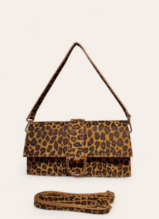LEOPARD BAG CAMEL 100% LEATHER