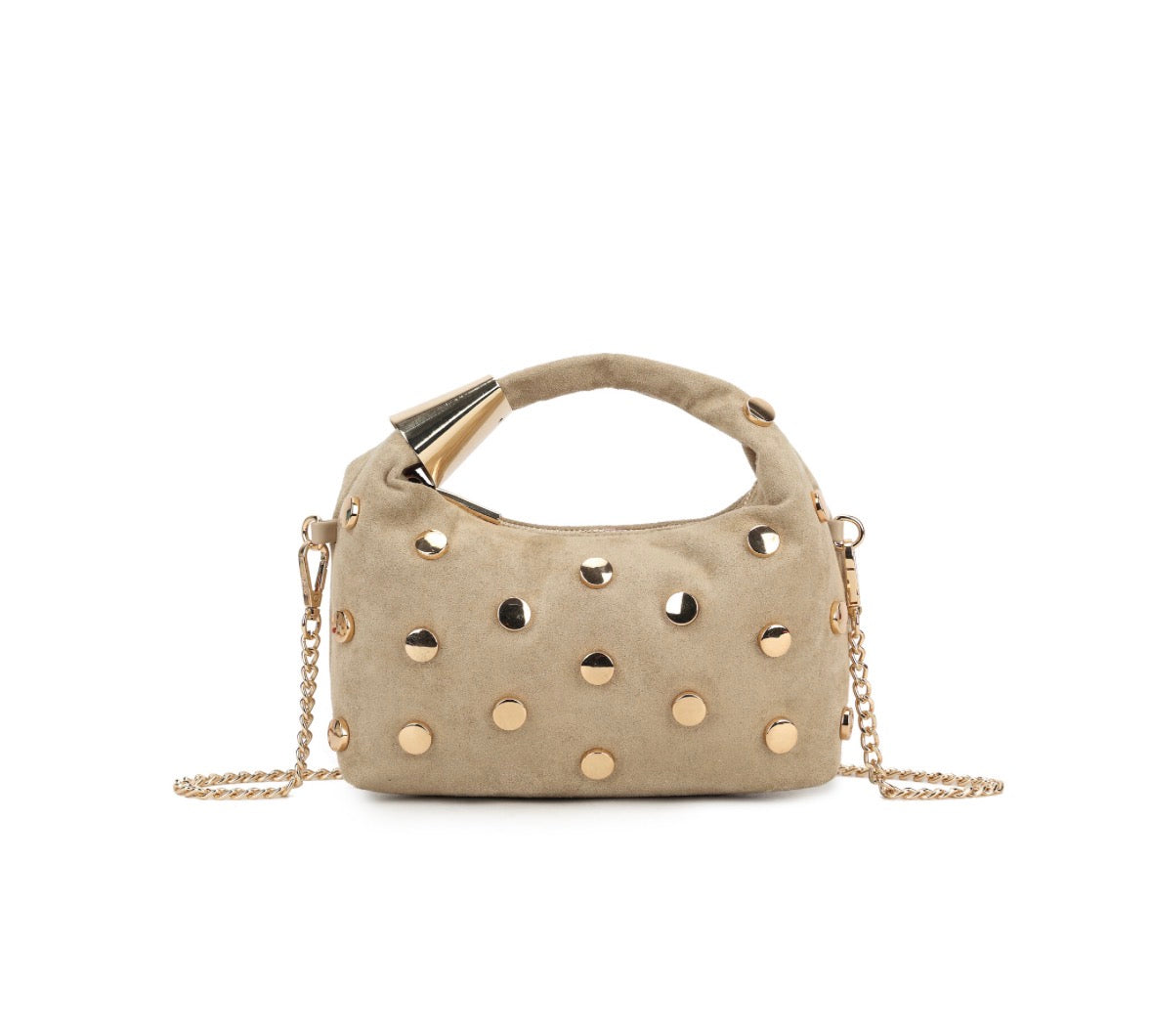 Suède stud tas beige