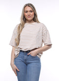 Gestreepte t-shirt beige pre-order