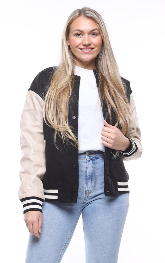 BOMBERJACKET ZWART/BEIGE