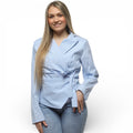 Gestreepte omslag blouse blauw