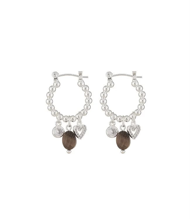 By Shir | oorbellen luxe mix bruin zilver