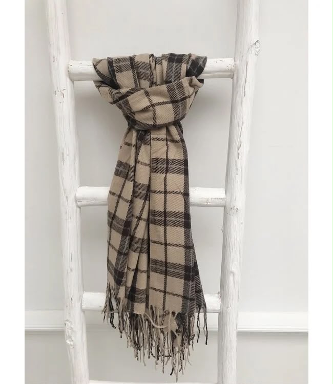 By Shir | Sjaal faux cashmere bruin beige